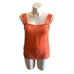 BKE Boutique Women's Burnt Orange Beaded Sleeveless Tank Top - Size L